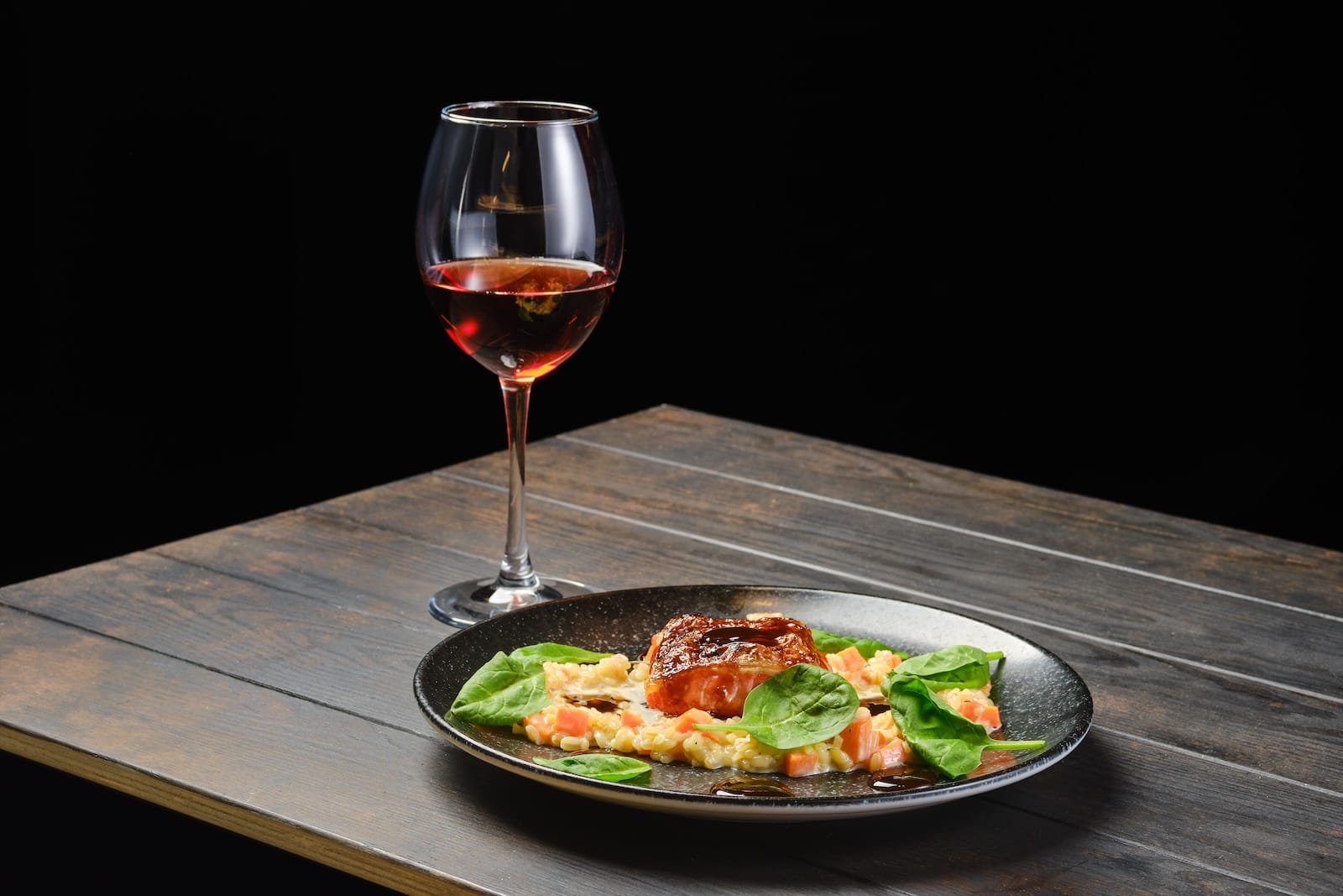 roasted salmon fillet with bulgur with glass of ro 2023 11 27 04 52 22 utc